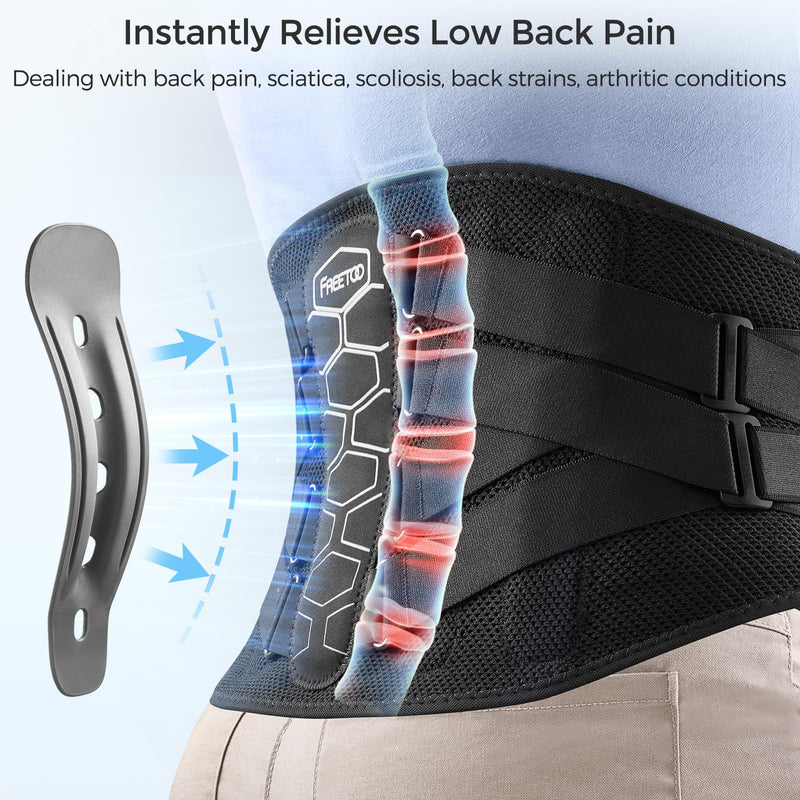 [Australia] - FREETOO Back Brace for Lower Back Pain Relief with Pulley System,Lumbar Support Belt for Men & Women with Lumbar Pad, Ergonomic Design and Soft Breathable 3D Knit Material,for Herniated Disc,Sciatica High Support Medium (Waist: 33.4ÔΩû40.5 Inch) 