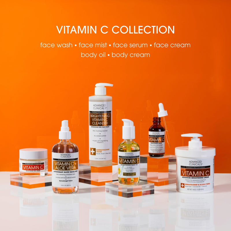 Advanced Clinicals Brightening Vitamin C Serum For Face With Glycolic Acid + Lactic Acid | Vitamin C Eye Serum Face Moisturizer For Improving Look Of Dark Spots & Uneven Complexion, 1.75 Fl Oz 1.75 Fl Oz (Pack of 1) Vitamin C Brightening Serum