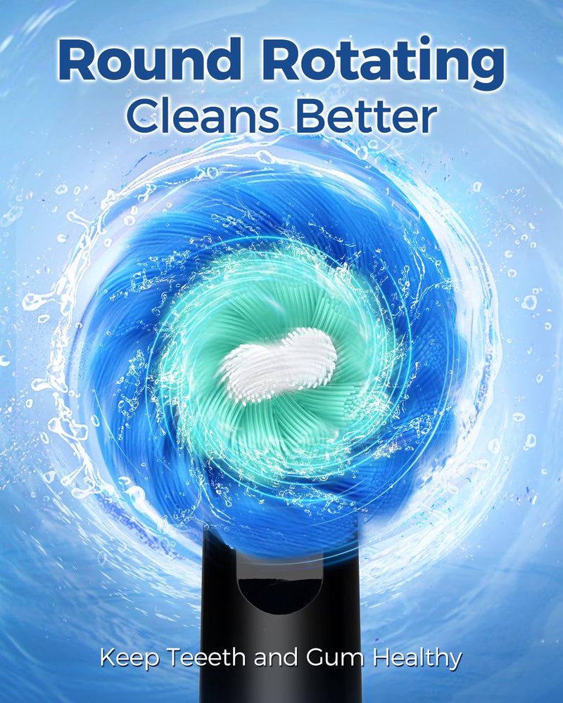 TEETHEORY Rotating Electric Toothbrush for Adults with 8 Brush Heads, Sensitive Gum Care Electric Toothbrush with 3 Modes and 2 Min Smart Timer, Rechargeable Last 60 Days Black 1 Count (Pack of 1)