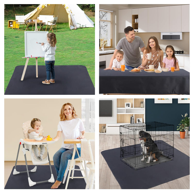 [Australia] - Splat Mat for Under High Chair/Arts/Crafts/Outdoor Picnic Mat, Washable Baby Spill Mat Waterproof Anti-Slip Floor Splash Mat, 51"x 51"Portable Baby Play Mat and Table Cloth-Dark Gray Dark Gray 