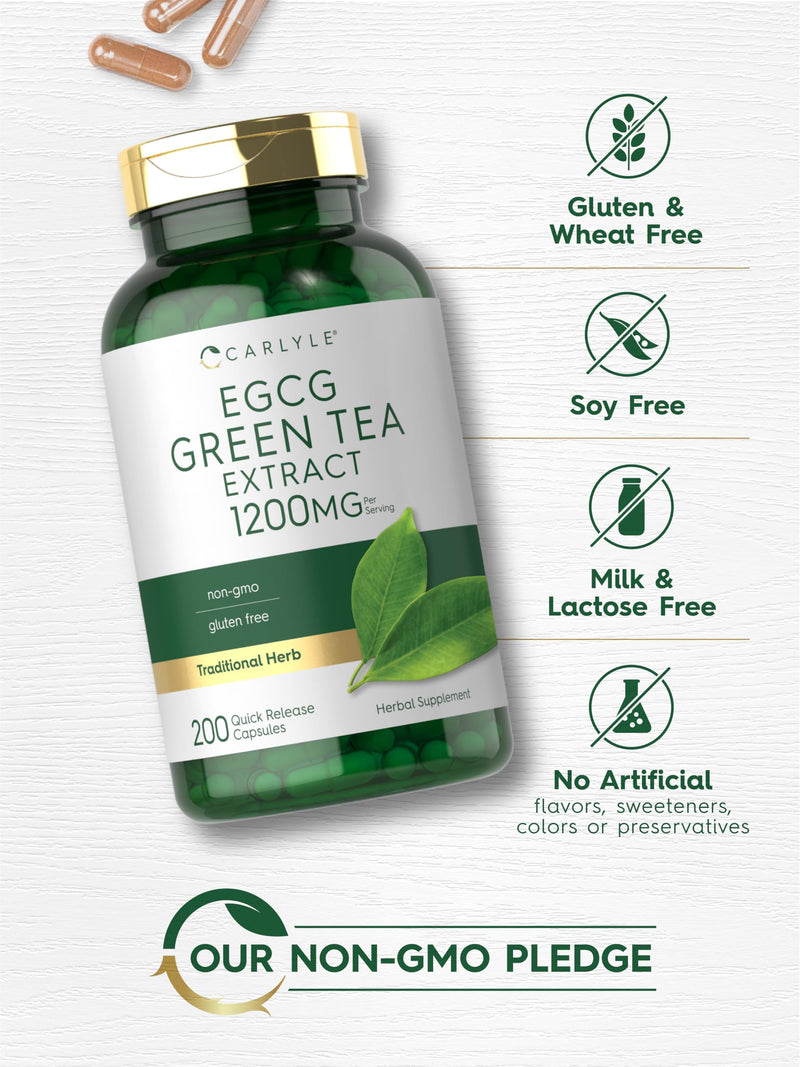 [Australia] - Carlyle EGCG Green Tea Extract Supplement | 1200mg | 200 Capsules | Non-GMO and Gluten Free 