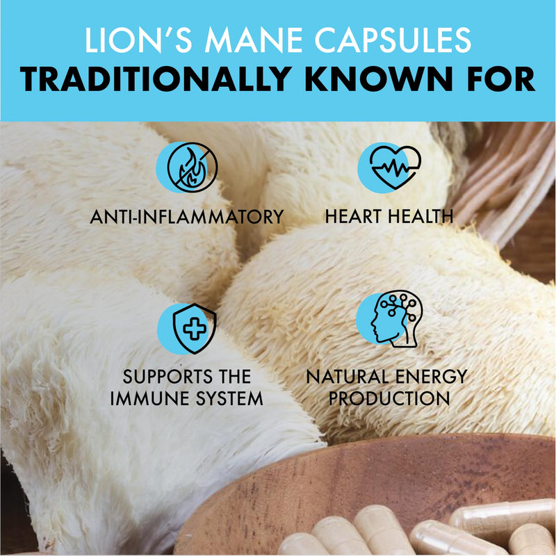 Organic Lion’s Mane Capsules 4,000mg per Serving | High Strength Mushroom Extract for Memory, Focus & Cognitive Support | Vegan, Plant Based Food Supplement, UK Made | 60 Capsules 60 count (Pack of 1)