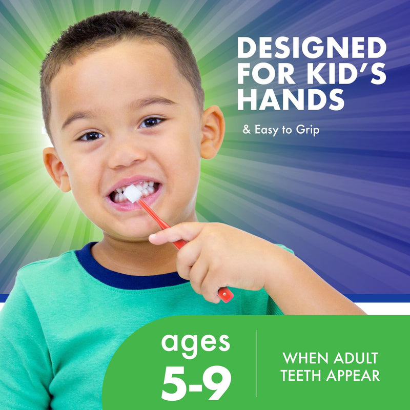 [Australia] - Brilliant Oral Care Kids Toothbrush with Soft Bristles and Round Head, for a Child Approved, Easy to Use All-Around Clean Mouth, Ages 5-9 Years, Red Purple Royal, 3 Pack Red-purple-royal 3 Count (Pack of 1) 