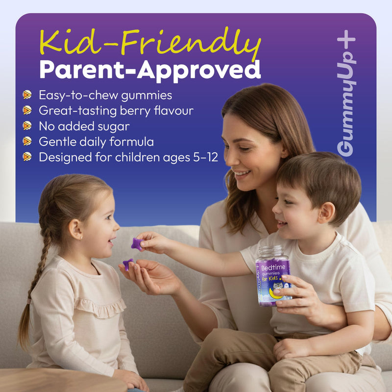 Kids Bedtime Gummies | Sugar-Free | 2-Month Supply | Evening Routine | Magnesium + L-Theanine | Ages 5–12 | GummyUp+