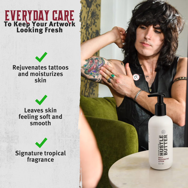 [Australia] - Hustle Butter Tattoo Aftercare - Daily Moisturizing Lotion - Naturally Derived Vegan Cruelty Free - Everyday All Over Use for Tattoos - 9 fl oz 