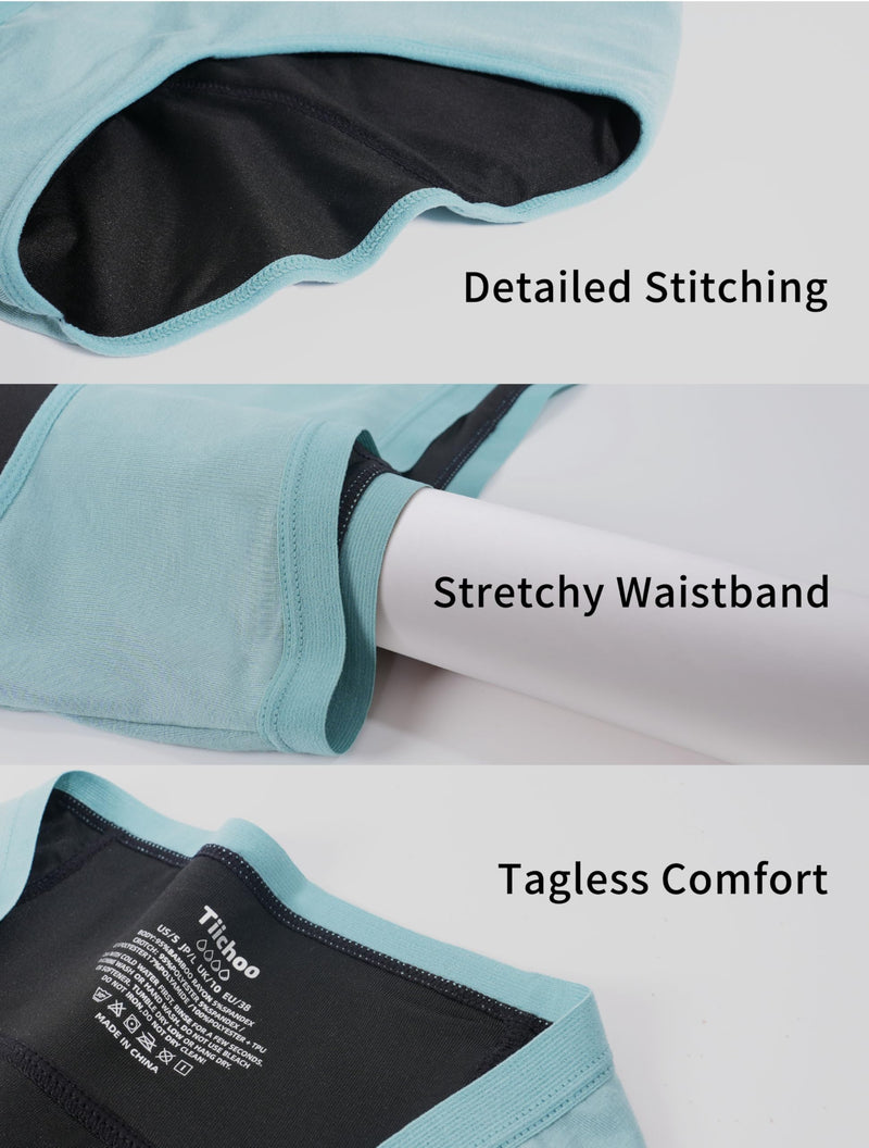 [Australia] - Period Underwear for Women Heavy Flow Soft Menstrual Panties Teens Ladies Leakproof Incontinence 5 Pack Large 1 Black/1 Light Grey/1 Burgundy/1 Rose Gold/1 Turquoise Green 