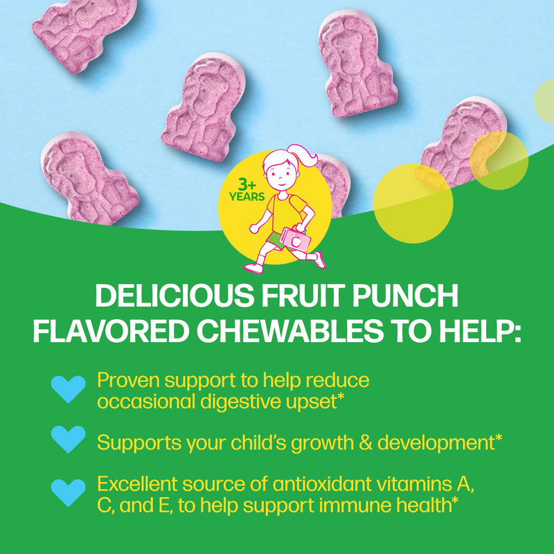 Culturelle Kids Multivitamin + Probiotic Chewable, Ages 3+, 90 Count | From the #1 Pediatrician-Recommended Brand± Digestive Health, Oral & Immune Support*, 11 Vitamins & Minerals, Fruit Punch 90.0