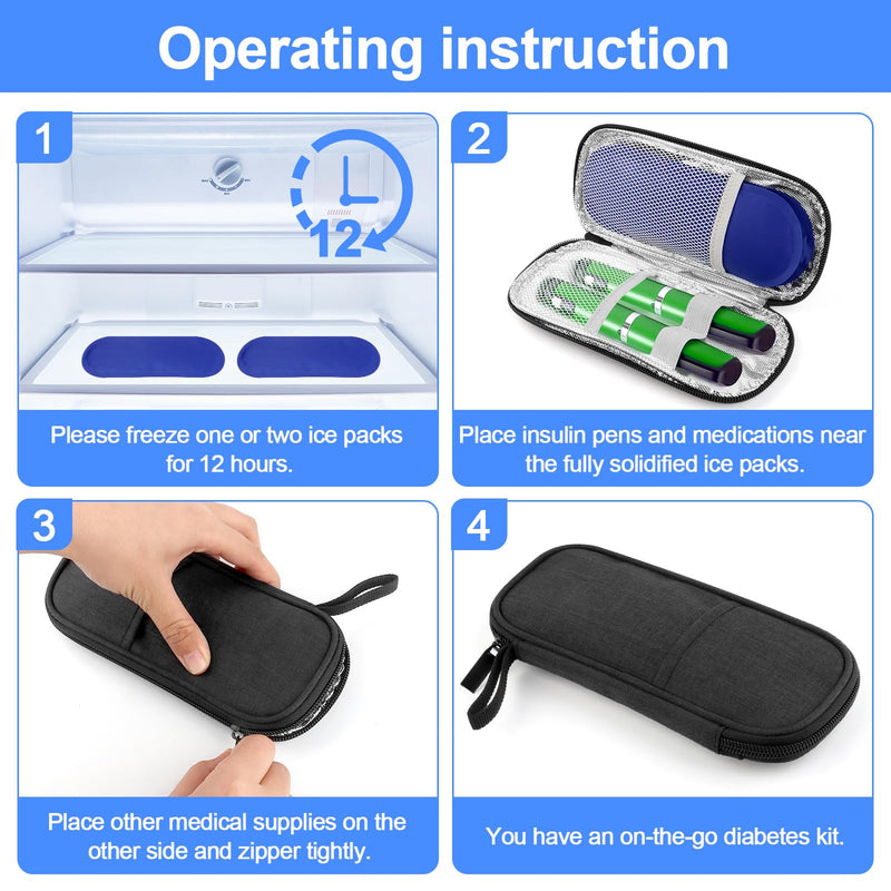 [Australia] - MXTIMWAN Insulin Pen Cooler Bag, Diabetic Medication Bag, Insulated Medicine Bag Airplane, Cooler Diabetes Medication with 2 Ice Packs for Holding Diabetic Utensils 