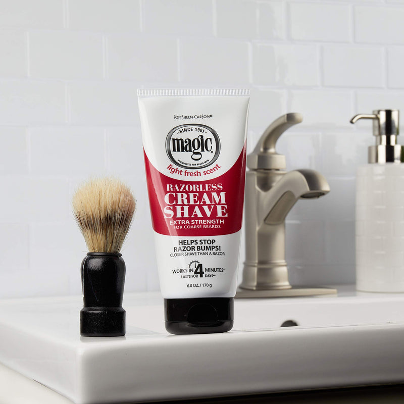 SoftSheen-Carson Magic Razorless Shaving Cream, Hair Removal Cream for Body Hair, Extra Strength Depilatory Cream, Works in 4 Minutes for Coarse Hair, 6 oz (Pack of 2) 6 Ounce (Pack of 2)