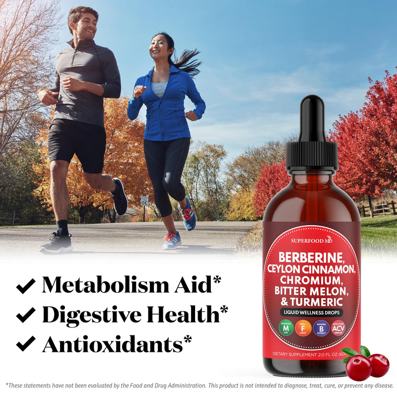 [Australia] - Berberine with Ceylon Cinnamon Supplement Liquid Drops + Bitter Melon Extract, Glucomannan, Gymnema, Chromium, Turmeric, Organic Panax Ginseng, Moringa 4oz 2 Fl Oz (Pack of 2) 