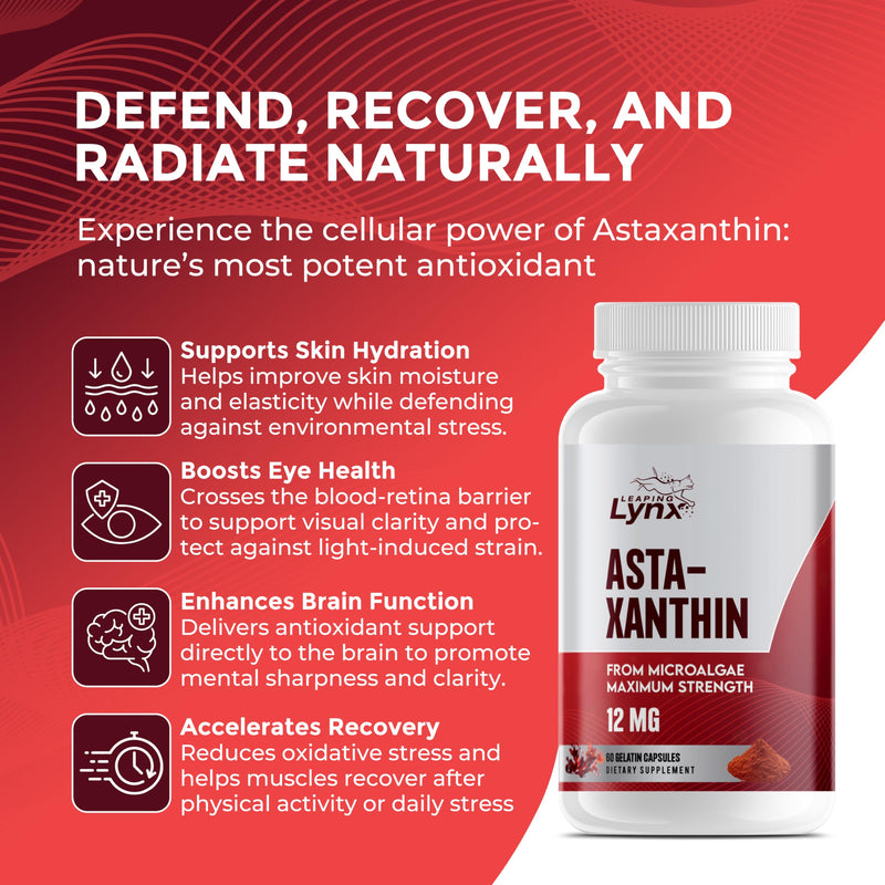[Australia] - SUPER SUPPLEMENTS Astaxanthin 12mg, 60 Capsules, 2 Month Supply | Premium Astaxanthin Antioxidant | Fresh Microalgae Source | Supports Eye, Joint, Internal Circulation, Skin Health & Natural Tanning 