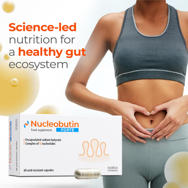 Nucleobutin Forte (60 Capsules) Enteric-Coated Sodium Butyrate with Dietary Nucleotides | Sodium Supplement for Gut Health, Bloat, Gas Digestive & Immune Support | Palm-Oil Free