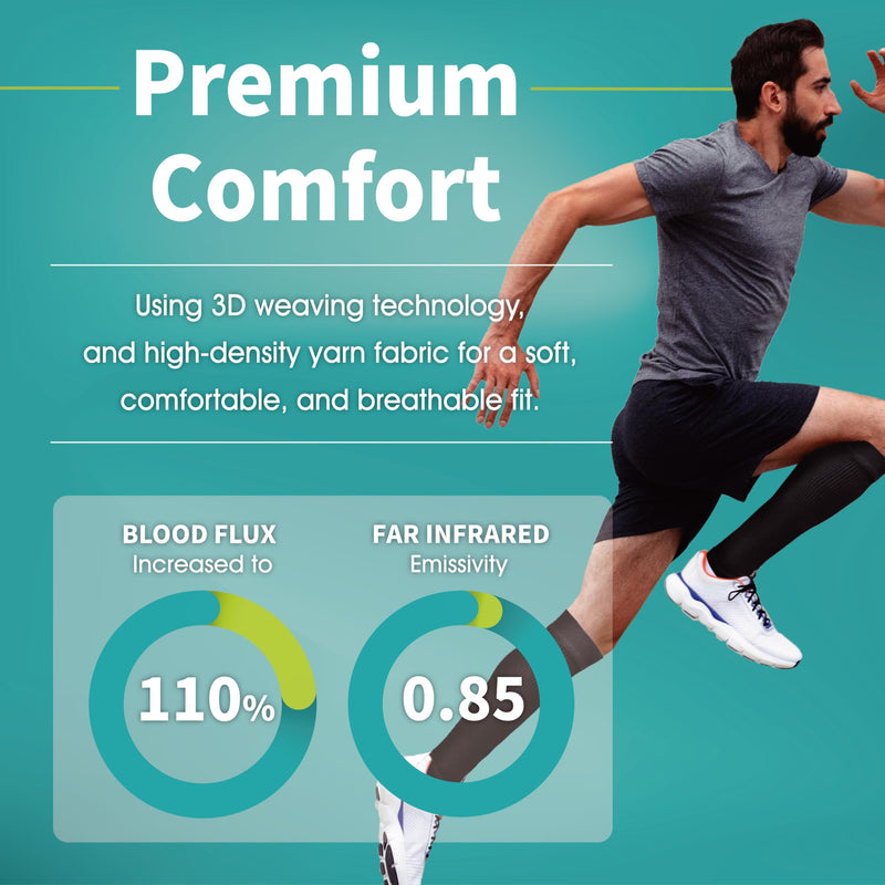 [Australia] - Vital Salveo Calf Compression Sleeve – Graphene Fabric Leg Support for Sports, Travel & Daily Use – Men & Women (1PC) Medium Black 