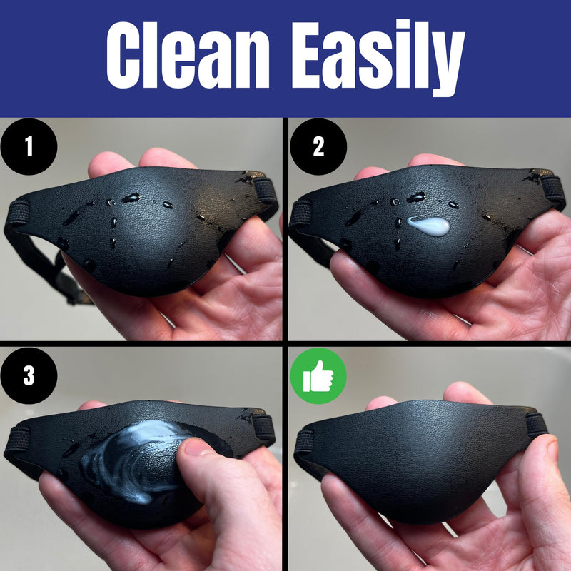 [Australia] - Black Leather Eye Patch for Adults - Adjustable Medical Eye Patches for Left and Right Eyes 