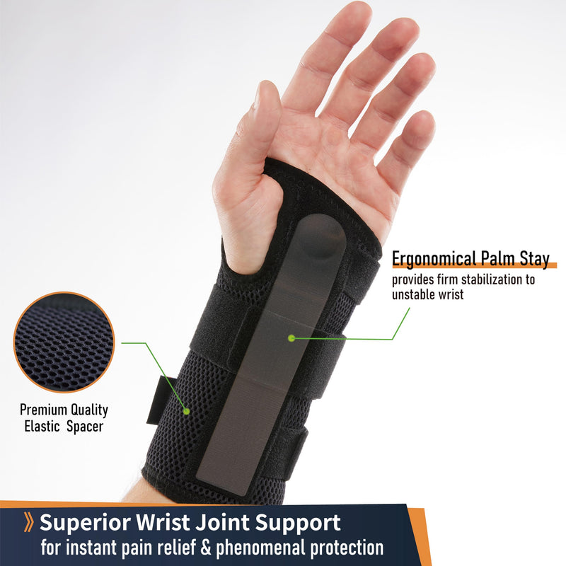Deluxe 3-Strap Wrist Brace – Adjustable Support for Carpal Tunnel, Fractures, Tendonitis, and Post-Op Recovery – Lightweight, Breathable Design for Day and Night Use (S/M, Left hand) S/M