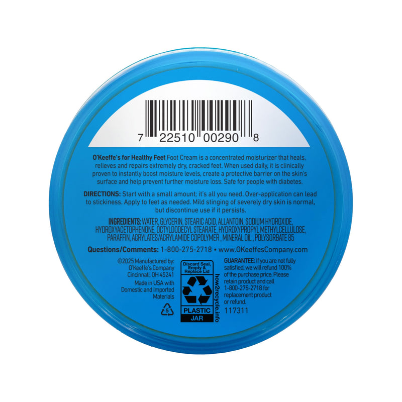 O'Keeffe's for Healthy Feet Foot Cream, 6.4 oz Jar, 2-Pack, Non-Greasy | Repairs Extremely Cracked, Dry Feet, Hypoallergenic, Unscented, Instantly Boosts and Retains Moisture Levels 6.4 Ounce (Pack of 2)