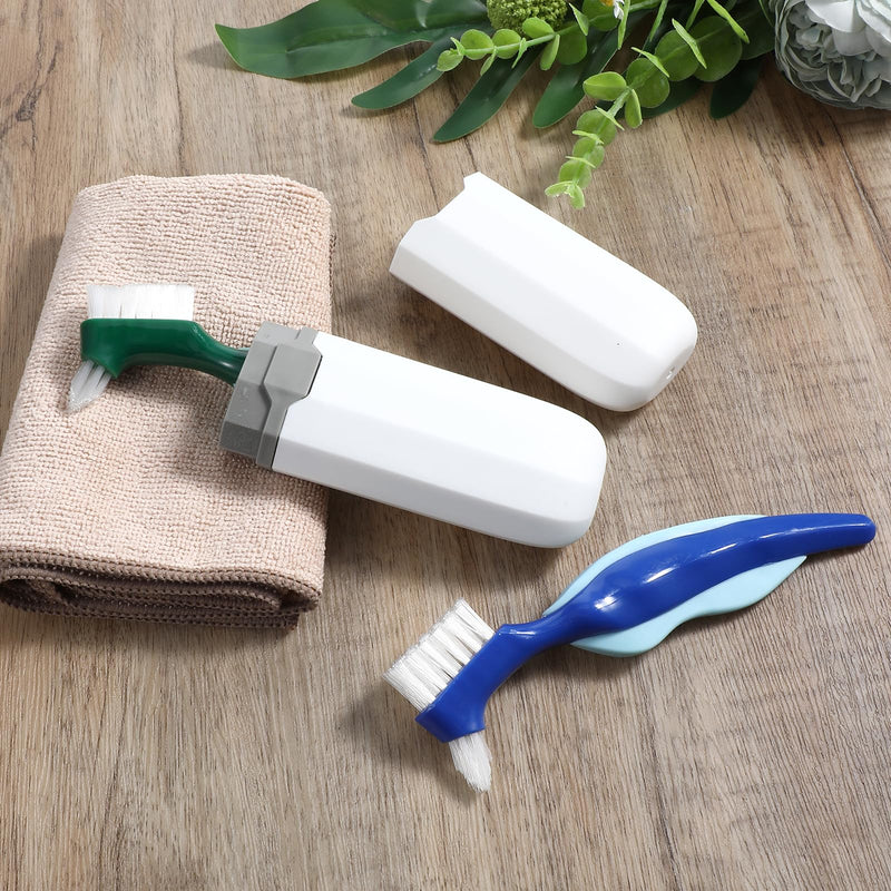 [Australia] - Gjinx Denture Brush, 2PCS Double Sided Denture Toothbrushes with 1 White Case for Dentures Cleaning Care, Retainer Brush with Ergonomic Rubber Handle for Effective Cleaning 