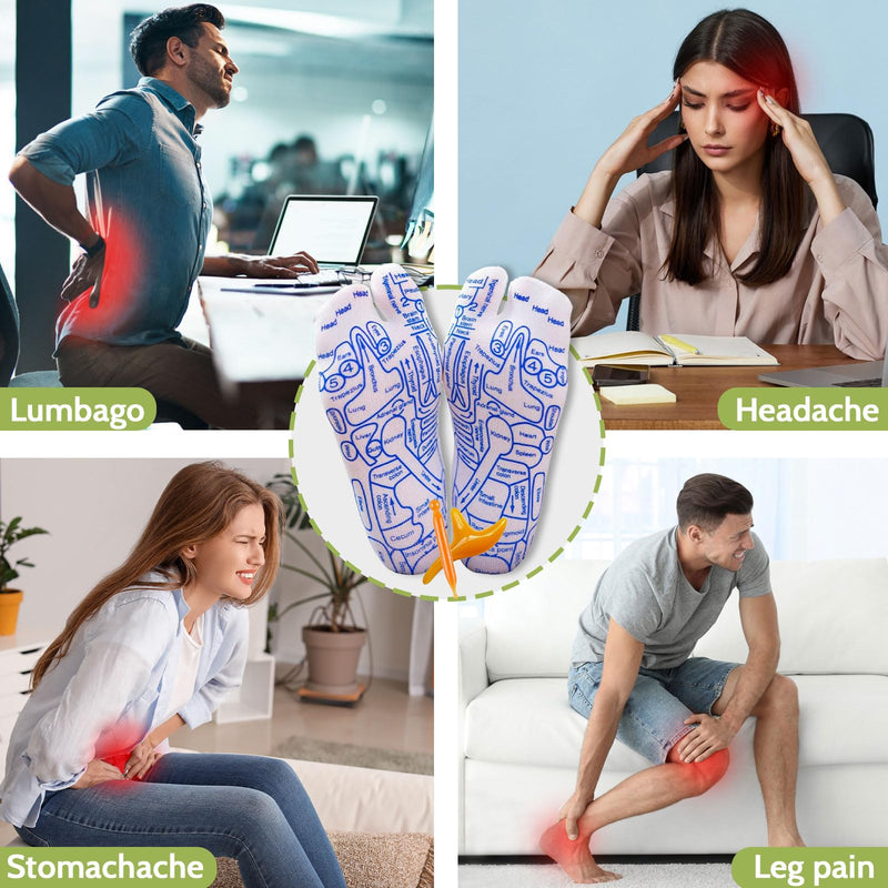 [Australia] - Reflexology Socks With Acupressure and Massage Tools - Large Size - Relieve Fatigue, Promote Blood Circulation, and Relaxation 