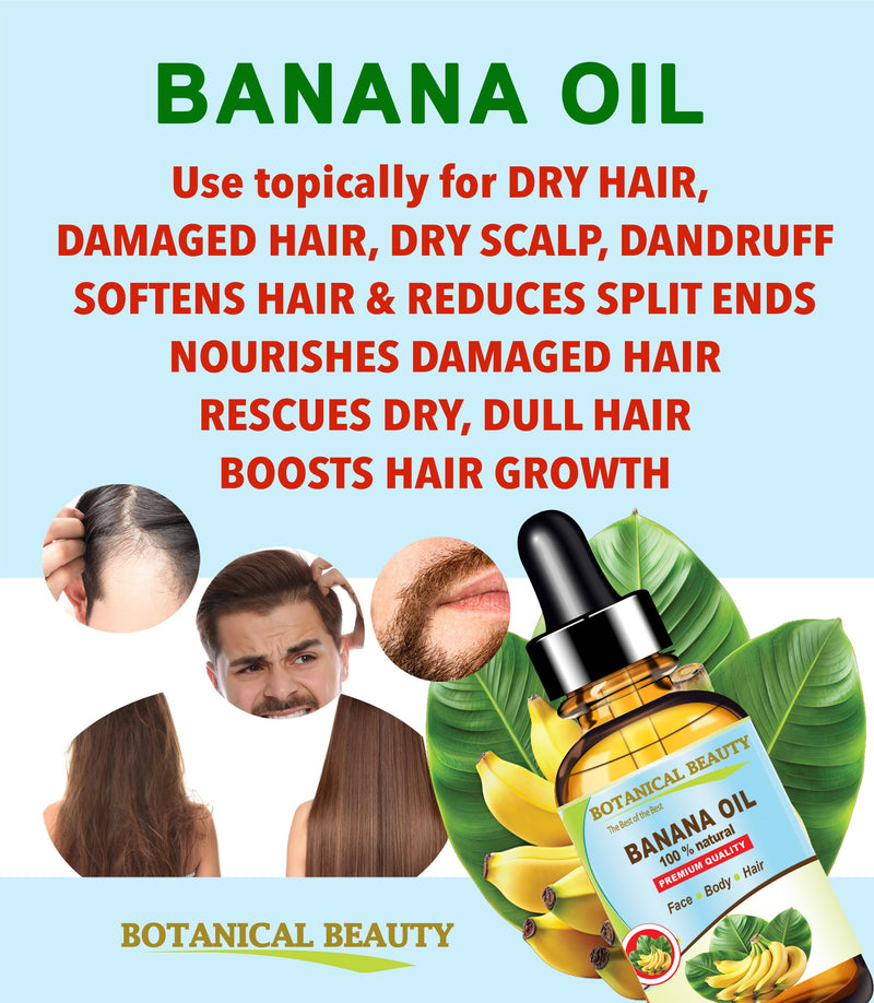 Botanical Beauty BANANA OIL 100% Natural Pure Virgin Unrefined Cold Pressed Carrier Oil for Face, Skin, Hair, Lip, Nails for Dry, Sensitive, Normal Skin 2 Fl Oz 60 ml