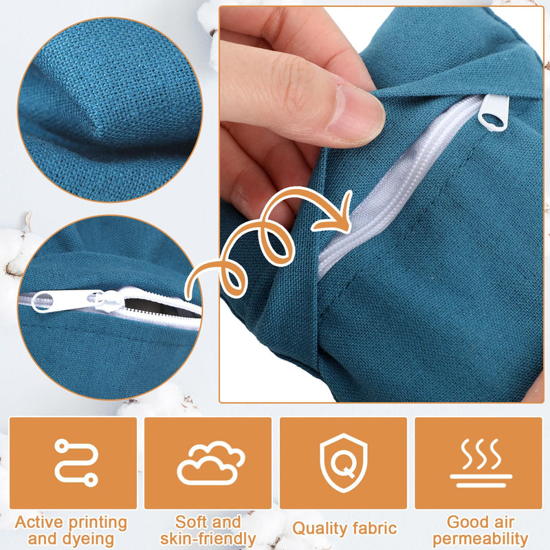 6 Pack Washable Cotton Eye Pillow Case Removable Unscented Zippered Eye Pillow Cover 9.06 x 4.53 Inches for Yoga Relaxation Sleeping Meditation Spa Migraine Relief Massage Accessories