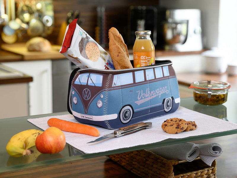 BRISA VW Collection - T1 Bus Camper Toiletry Bag Cosmetic Case | Volkswagen Toiletry Bag Cosmetic Case, Water-Repellent, Hanging Hook, 4 Mesh Pockets, Travel, Neoprene, Petrol/Brown Large Large (11.8 X 5.5 X 4.7 Inches)