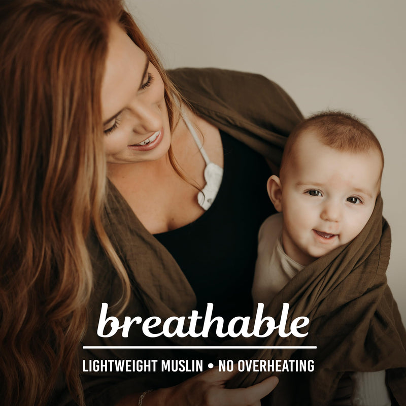 [Australia] - Kishu Baby Indi GOTS Organic Muslin Nursing Scarf - Fairtrade Certified Nursing Cover Dark Olive 