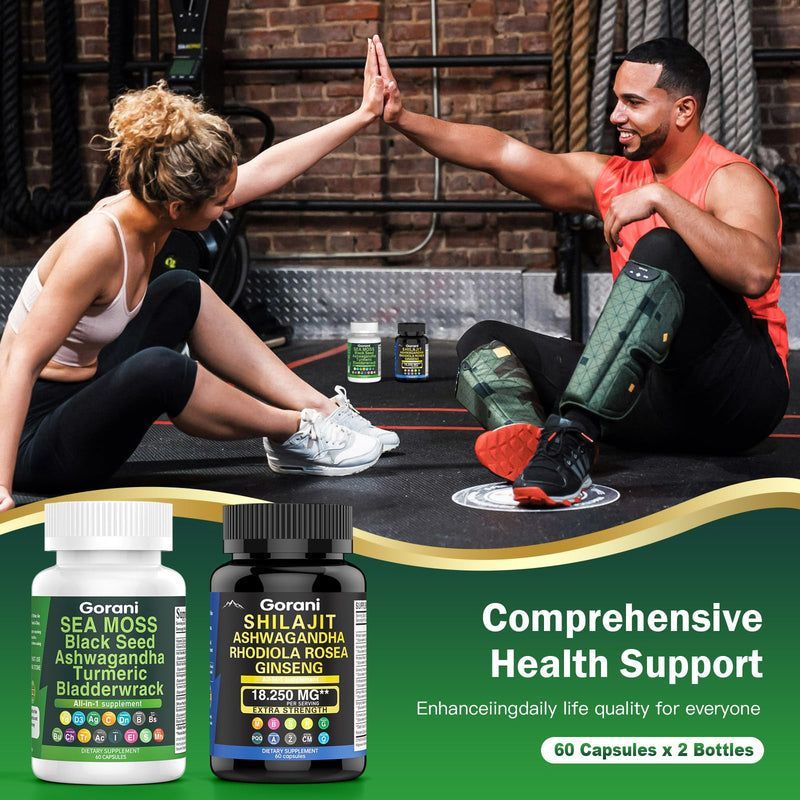 [Australia] - Sea Moss and Shilajit Bundle - Shilajit Pure Himalayan Organic Capsules & Sea Moss Black Seed Oil Ashwagandha Ginger Capsules, Shilajit and Sea Moss Combo for Men Women (2 Pack) 