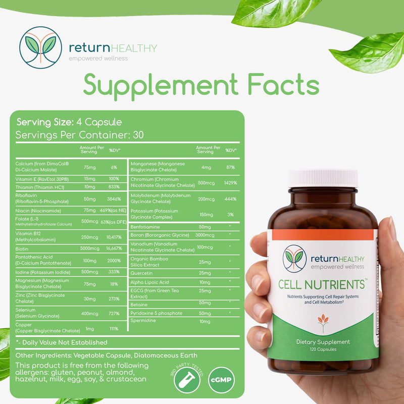 Cell Nutrients | Promotes Cell and Membrane Repair & Cell Metabolism | Helps Fight Tick-Borne Infections & More | Mitochondrial Supplements | Non-GMO, Vegan, 120 caps 120 Count (Pack of 1)