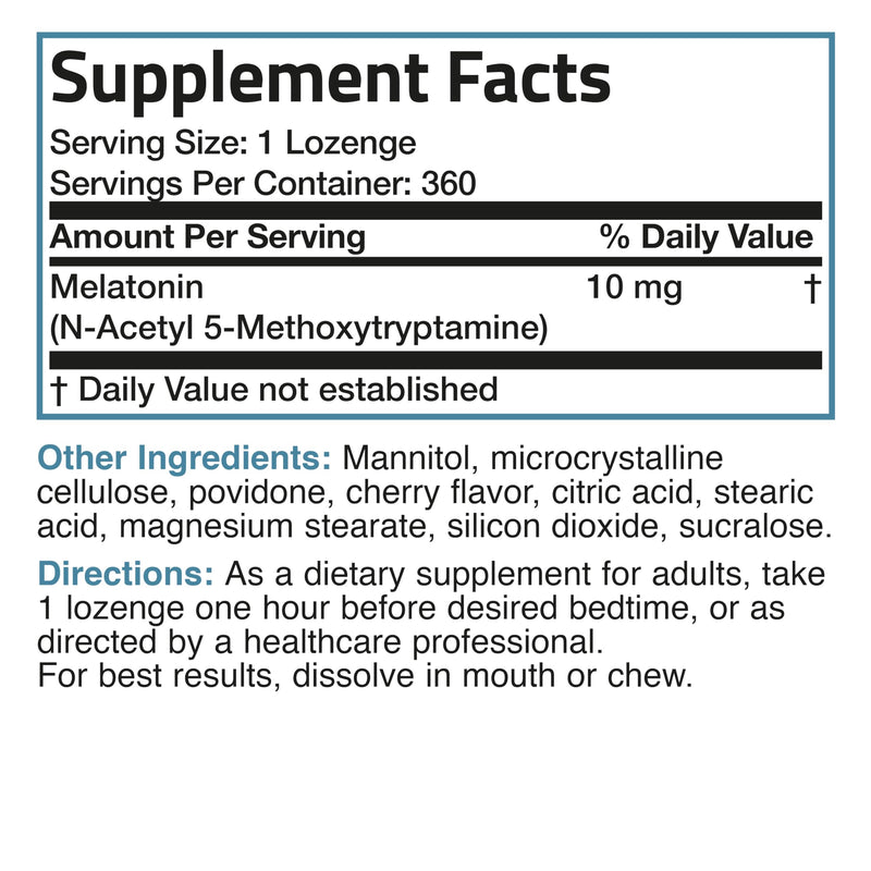 Bronson Melatonin 10mg Fast Dissolve Cherry Flavored Tablets Vegetarian Chewable Lozenges, 360 Count 360 Count (Pack of 1)