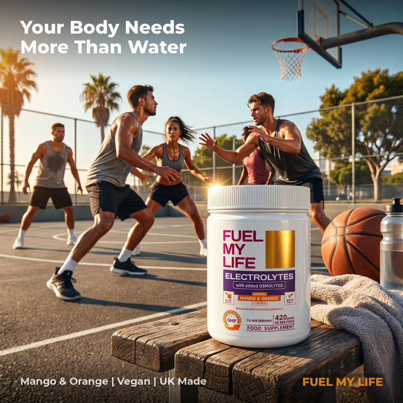 Electrolyte Powder with Osmolytes - Natural Mango & Orange Flavour - 420g (60 Servings) - Sugar-Free with Vitamins & Minerals - Vegan - UK Made