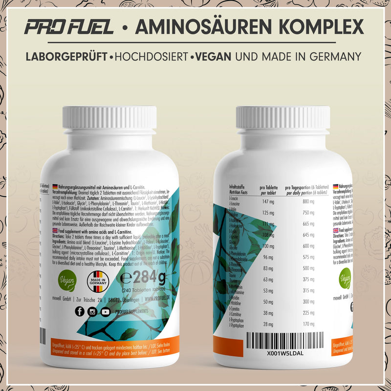 [Australia] - High-dose amino acid complex - 240 tablets - 6,000 mg amino acids per day - 9 essential amino acids + 3 co-factors: taurine, carnitine & glycine - laboratory tested with certificate - 100% vegan amino acid complex 284 g (pack of 1) 