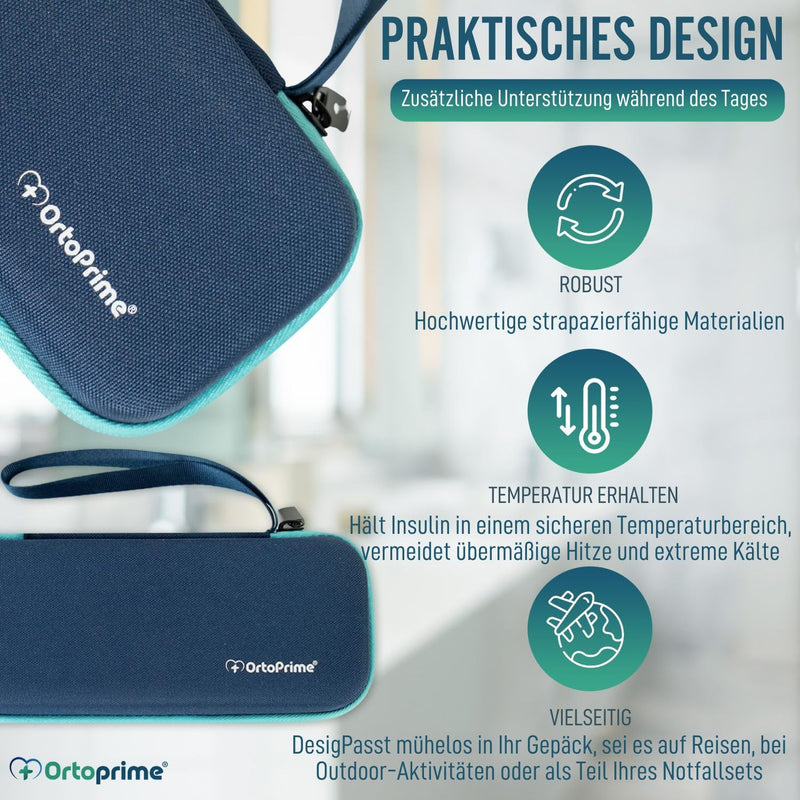 [Australia] - OrtoPrime Cooler Bag for Insulin with X2 Cooling Gels - Insulated Insulin Bag for Travel - Portable Cooler Bag for Insulin for Diabetics - Insulin Bag for 12 Hours Cooling. 