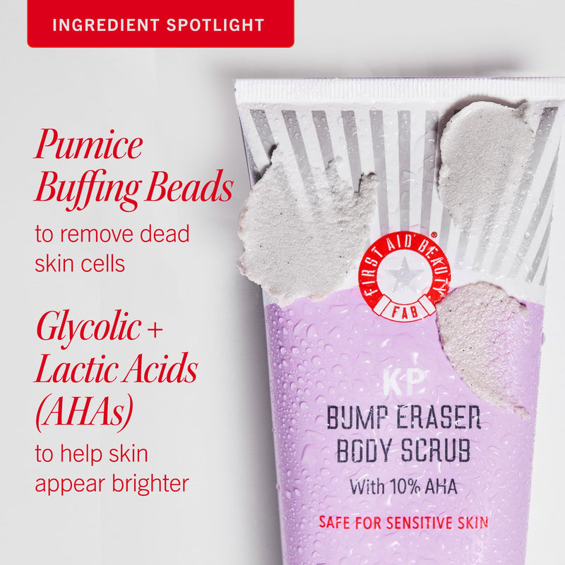 [Australia] - First Aid Beauty - KP Bump Eraser Body Scrub with 10% AHA, Keratosis Pilaris Skin Exfoliater with Glycolic and Lactic acids, Helps Reduce Chicken Skin Bumps, Safe for Sensitive Skin, 10 oz 10 Ounce (Pack of 1) 