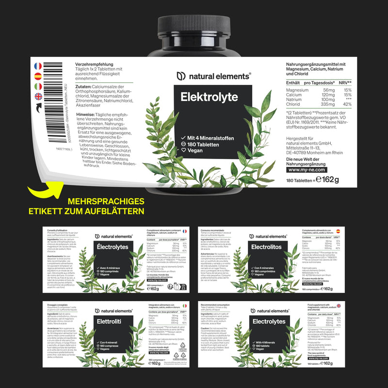 [Australia] - Electrolyte tablets - 180 tablets with magnesium, calcium, sodium and chloride - with magnesium for your electrolyte balance and muscle function - suitable for keto diet 