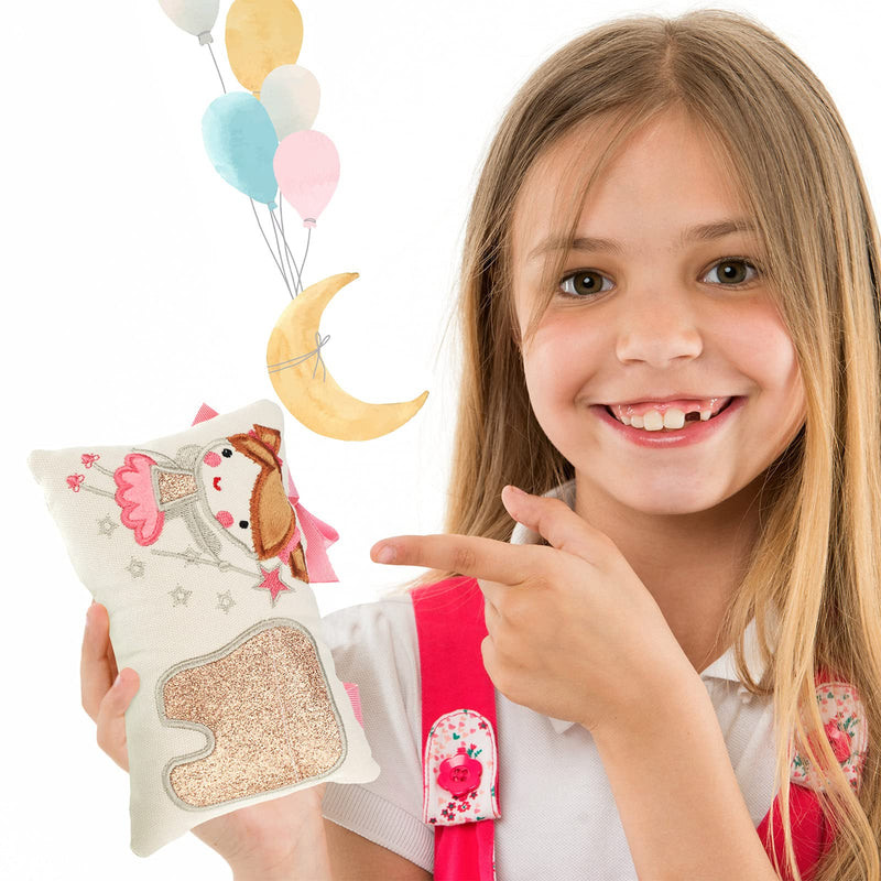 [Australia] - Qunclay Tooth Fairy Pillow with Pocket Kids Tooth Pillow Tooth Keepsake Pouch Tooth Fairy Gifts for Girl and Boy, 3.9 x 5.9 Inches (Sweet Style) 