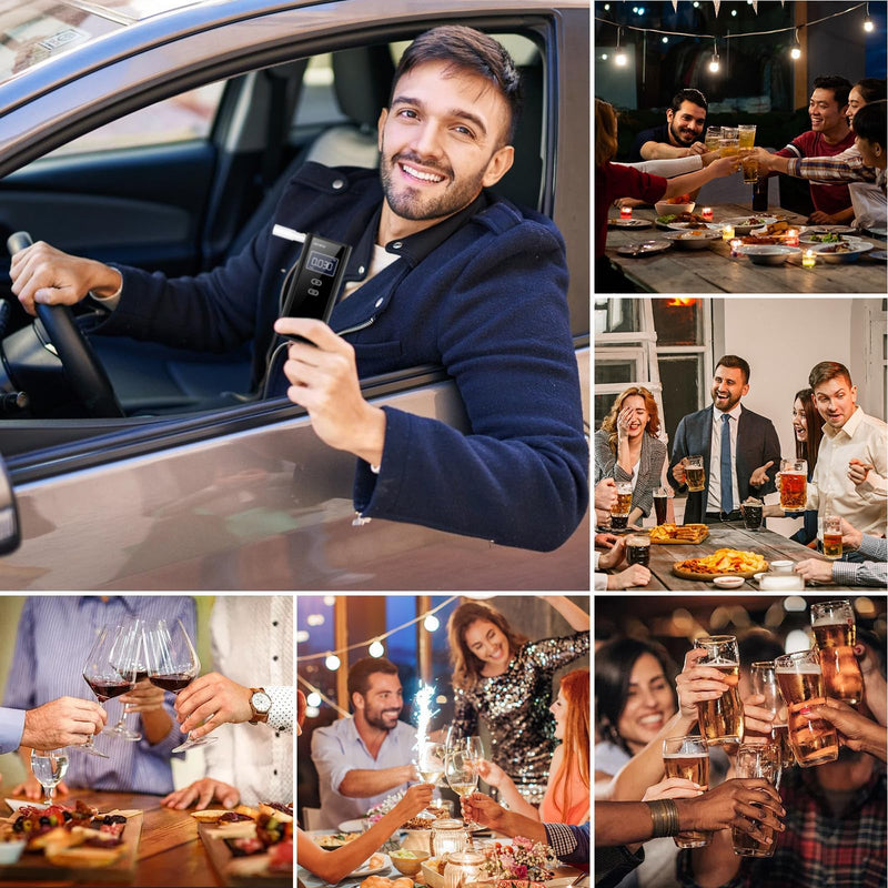 Homealexa Breathalyzer for Alcohol, Portable Alcohol Tester with Digital BAC Display, High Accuracy Sensor, 3-5s Fast Test, Personal Breathalyzer with 10 Mouthpieces for Home Party Use