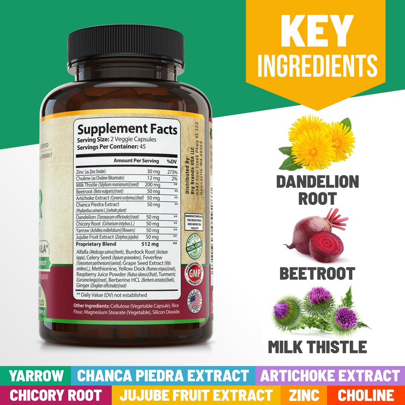 [Australia] - Liver Cleanse Detox & Repair Formula. Liver Support Supplement with Dandelion Root Silymarin Milk Thistle Turmeric & Artichoke Extract for Liver Health Support. Milk Thistle Liver Detox 90 Pills 