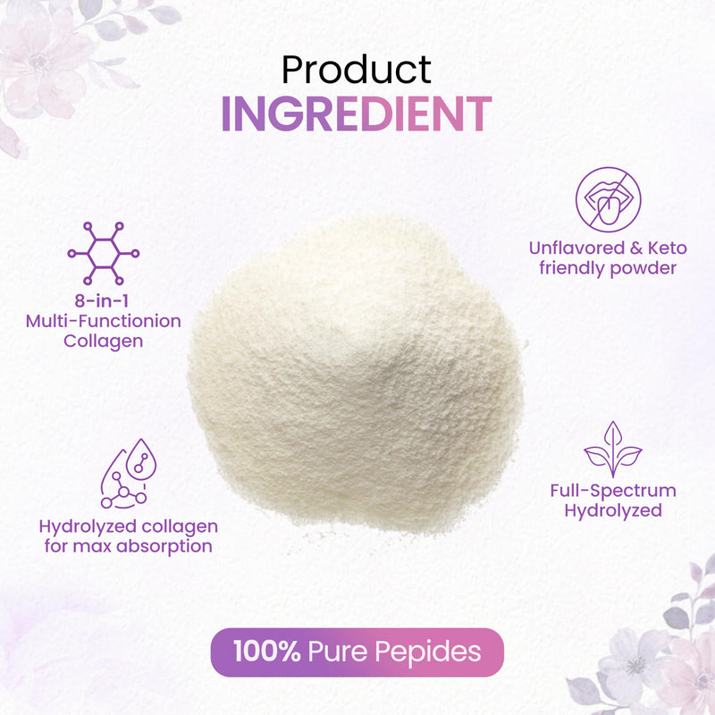 Peakhealth Multi Collagen Peptides Powder 1lb, Biotin, Hyaluronic Acid, Unflavored 1 Pound (Pack of 1)