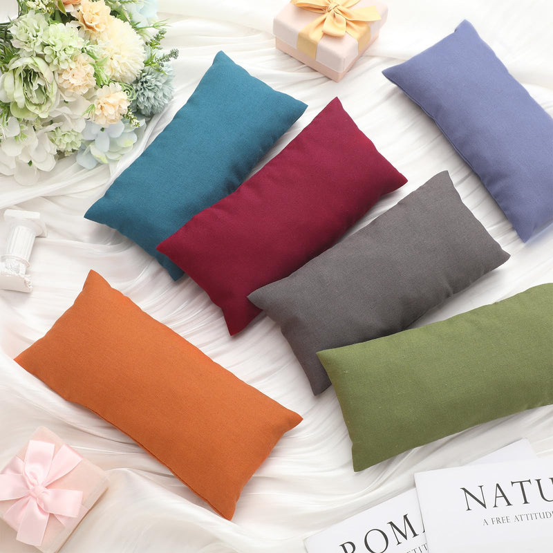 6 Pack Washable Cotton Eye Pillow Case Removable Unscented Zippered Eye Pillow Cover 9.06 x 4.53 Inches for Yoga Relaxation Sleeping Meditation Spa Migraine Relief Massage Accessories