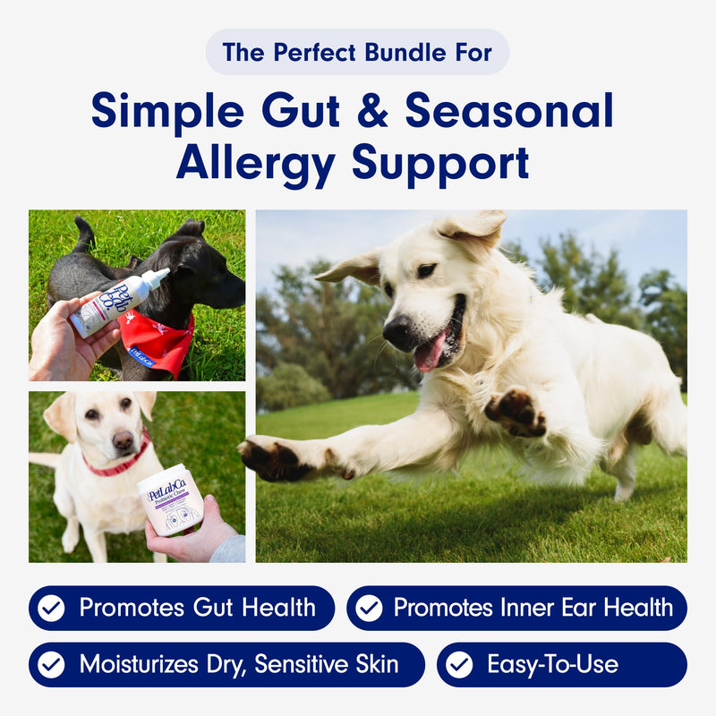 PetLab Co. - Gut & Ear Health Bundle: Probiotics for Dogs, Support Gut Health & Seasonal Allergies, & Ear Cleaner for Dogs, Supporting Yeast & Healthy Ear Canals - Easy to use Formulas - PawsPlanet Australia