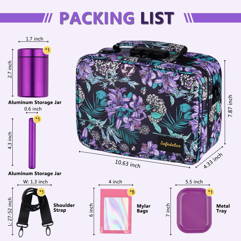 [Australia] - Smell Proof Bag with Combination Lock Odor Proof Bag Lockable Set, Smoking Tobacco Pipe Accessories Carbon Lining Durable Organizer Medicine Bags Odorless Pouch Great Gifts for Women(Purple) Purple 