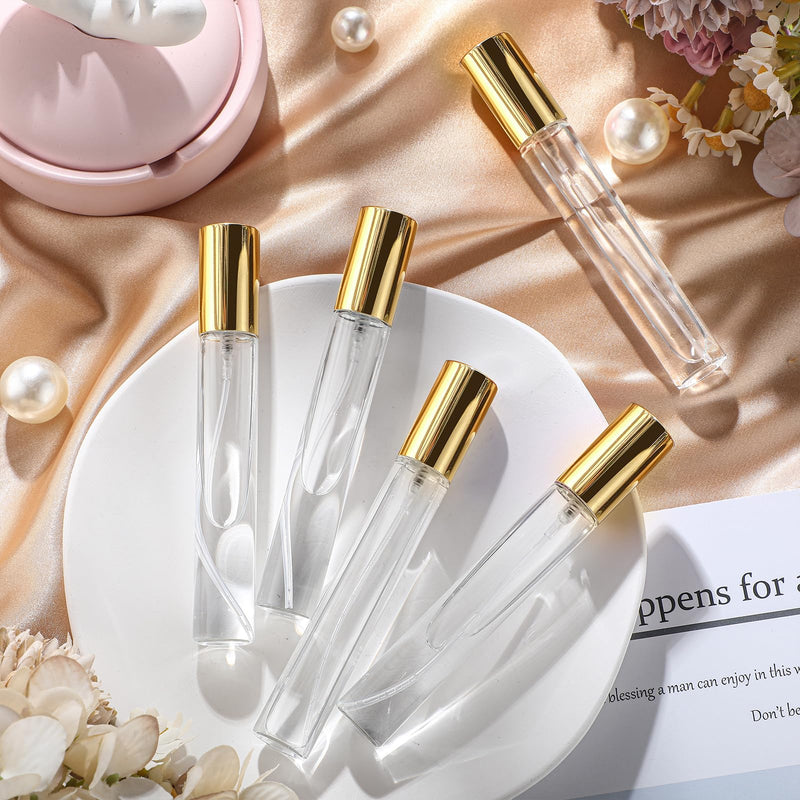 Yinder 50 Pcs 15ml Travel Spray Bottle Refillable Perfume Atomizer Bulk Glass Mini Cologne Perfume Bottles Empty Fine Mist Portable Small Sample Containers(Gold) Gold 15 ml