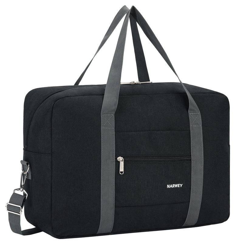 Narwey Foldable Travel Duffel Bag with Shoulder Strap + Clear Travel Toiletry Bag for Women and Men