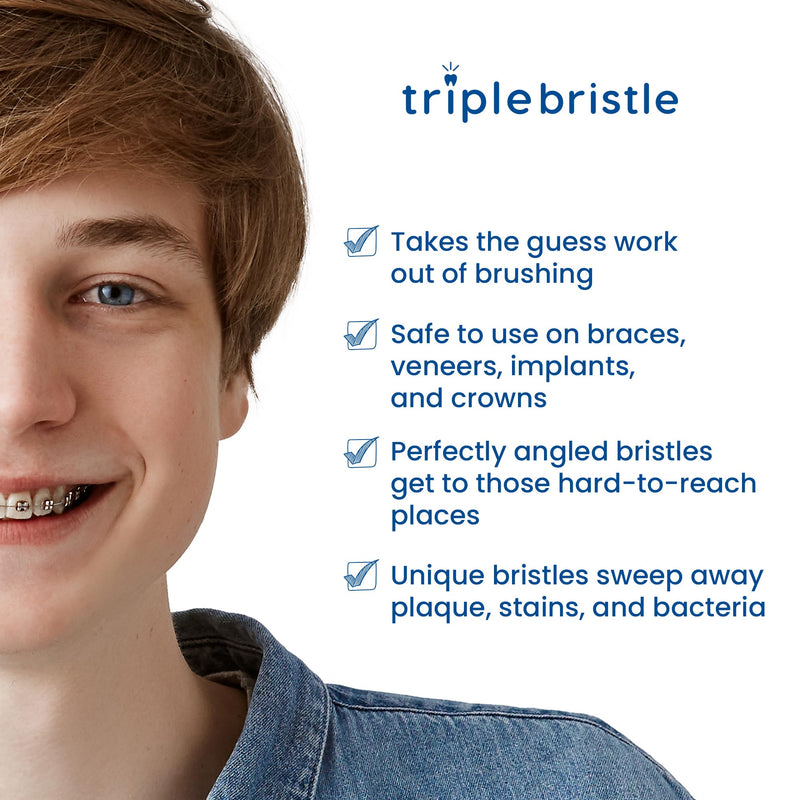 Triple Bristle GO 3 Sided Sonic Toothbrush - Soft Nylon Bristles, Autism & Special Needs Toothbrush for Kids & Adults, Travel Friendly Triple Bristle Go
