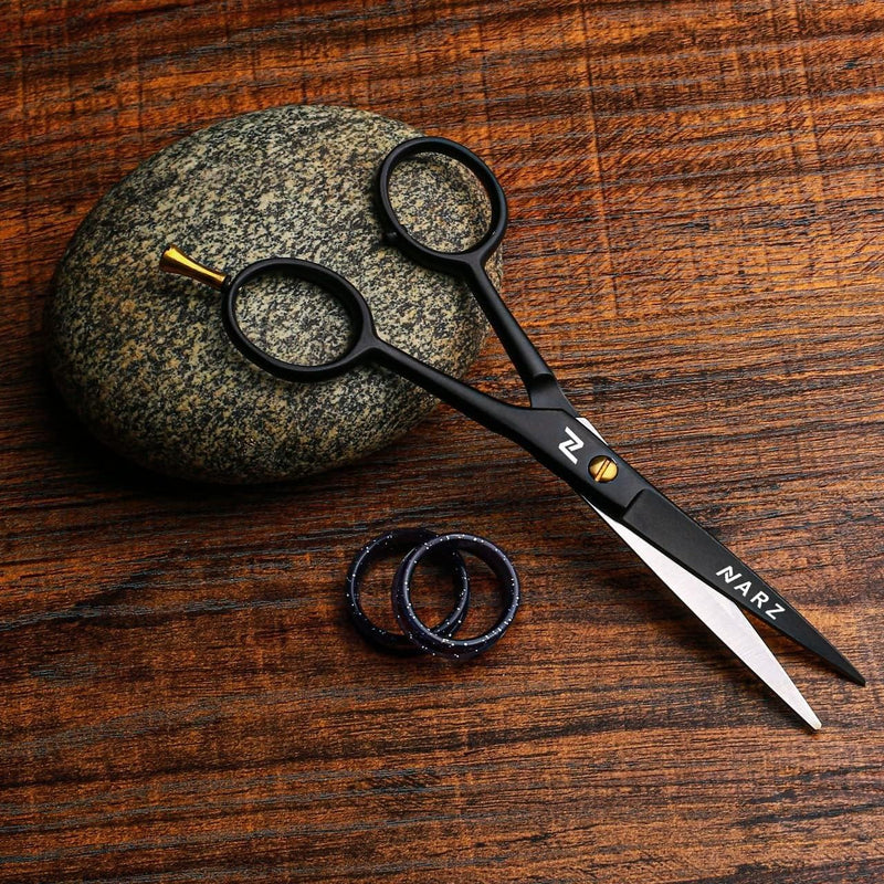 [Australia] - NARZ Professional Hair Scissors Stainless Steel Premium Hairdressing Scissors Safe Design Practical Versatile Hair Cutting Scissors Black 