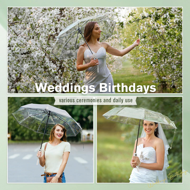 G4Free Clear Umbrella 42 inch foldable compact umbrella + 52 inch Bubble J Hook stick Umbrella