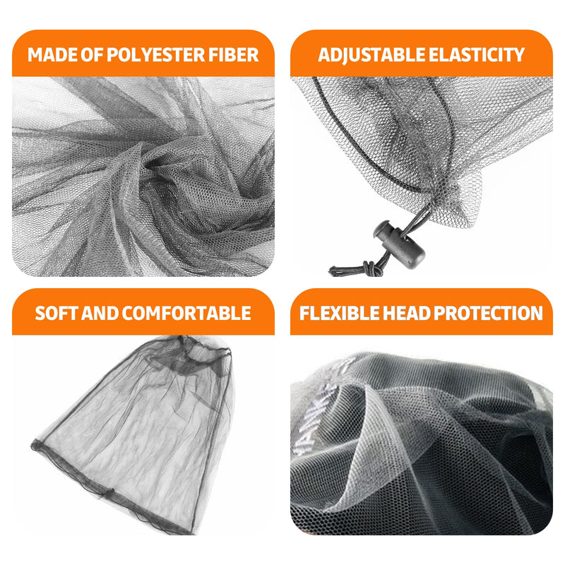 [Australia] - HORREX Set of 4 Mosquito Net Head Set Mosquito Head Landing Net Facial Interlocking Net Head Protection Net for Outdoor Hiking Camping Climbing Hiking Mosquito Fly Insect Bug Prevention (Grey) 