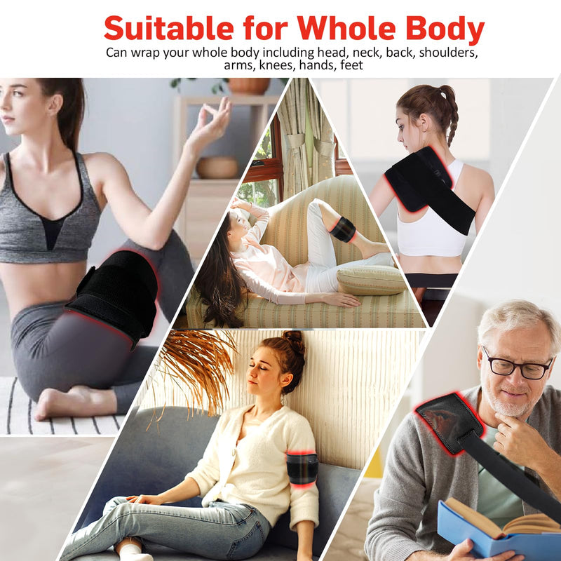 Red Light Therapy for Body, 660nm 850nm Infrared Light Therapy Pad, Wearable Wrap with Timer Remote Control for Back Shoulder Waist Knee, Infrared Light Device Home Use, 12.4'' x 5.7'' Large Area L