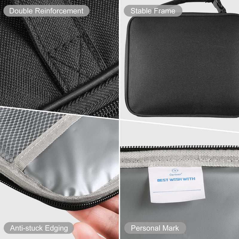[Australia] - Genteen Insulated Lunch Bag, Lunch Box Kids Double Zipper Kids Lunch Bag,Sturdy Soft Bag & Freezable Lunch Bag - Boys Mens Lunch Bag Reusable Lunch Bag for School,Work,Outdoor(Black) Black 