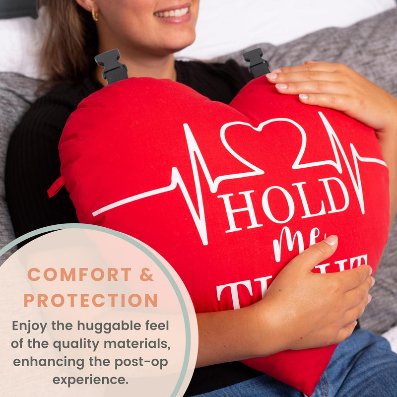 [Australia] - MOYOAMA Open Heart Surgery Pillow for Heart Surgery Recovery Gifts - After Bypass Surgery Must Haves, Gifts for Chest Surgery Recovery, Seatbelt Pillows for Post-Surgery, Shock Absorbing Chest Pillow Red Heart Pillow with Strap 